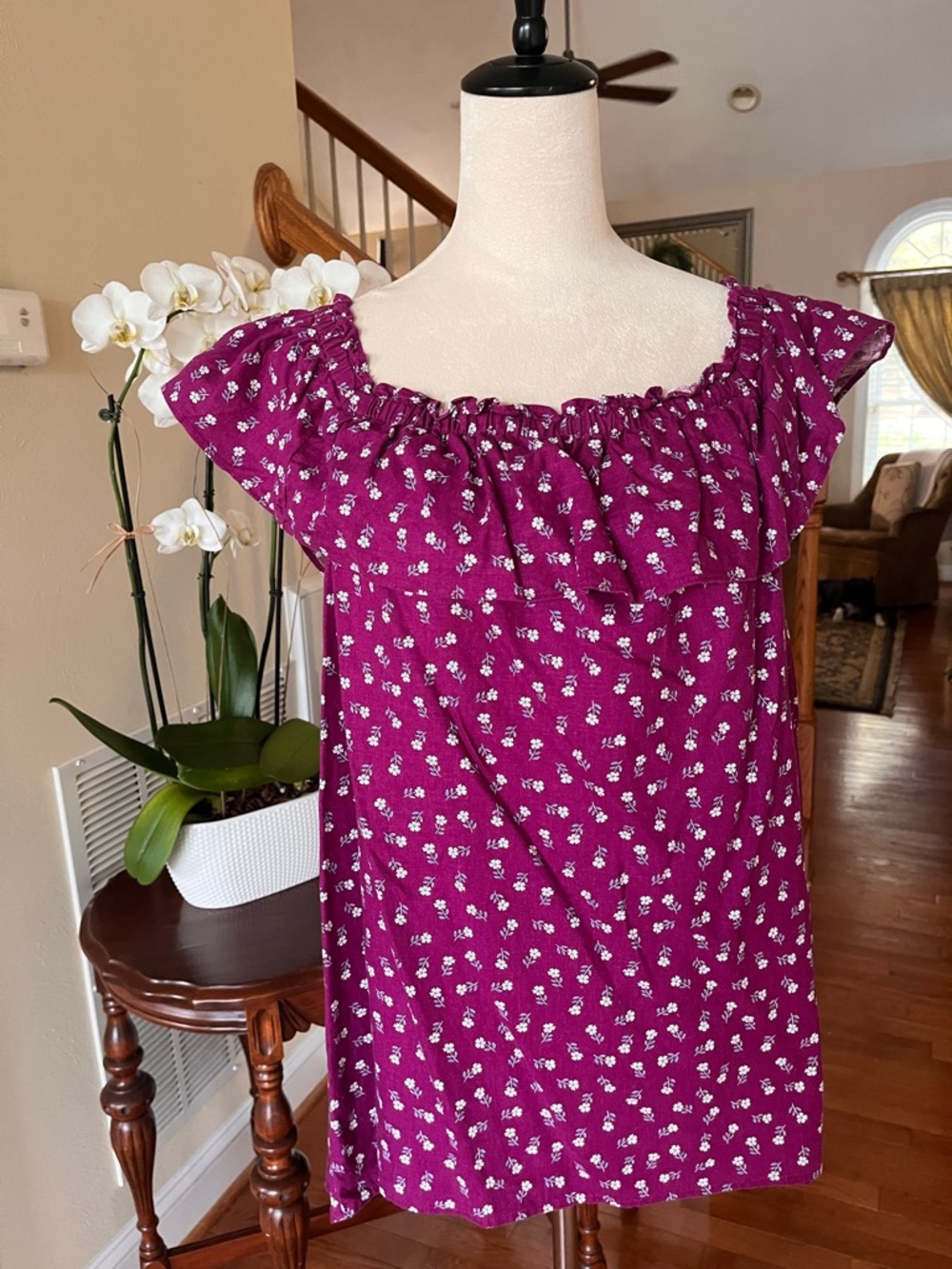 LOFT Purple Floral Print Top